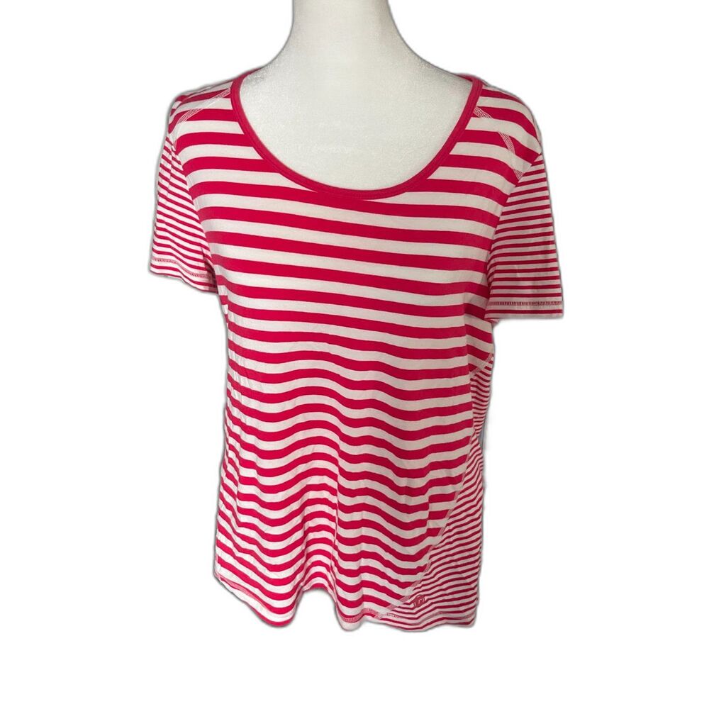 T by Talbots red and white short-sleeve striped tee shirt L